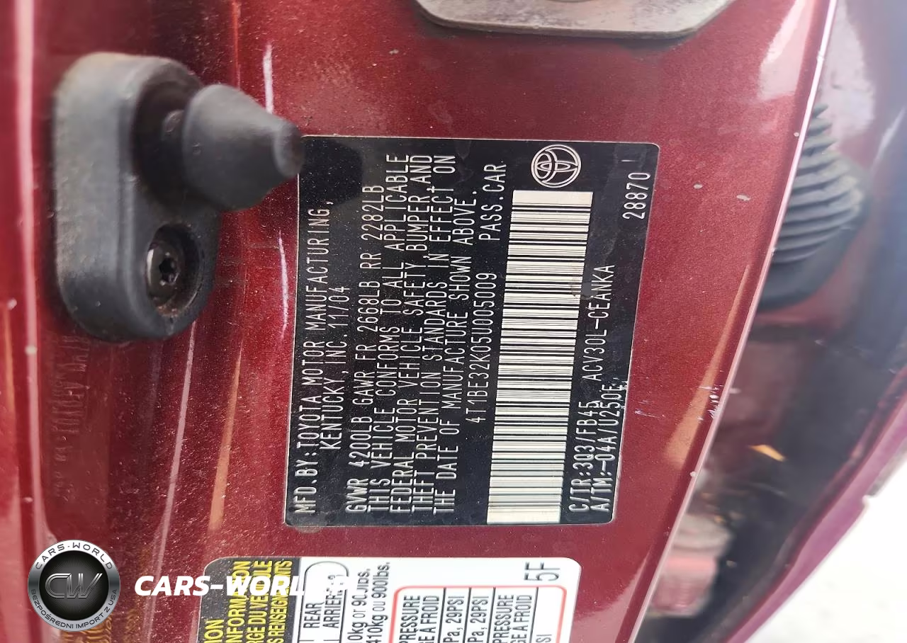 2005 Toyota Camry Le VIN:4T1BE32K05U005009 - 12