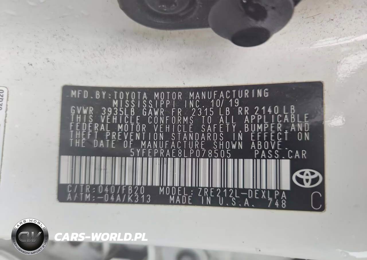2020 Toyota Corolla Le VIN:5YFEPRAE8LP078505 - 12