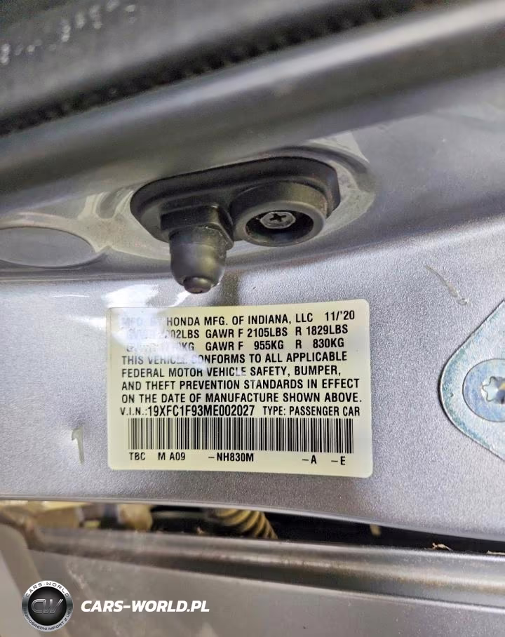 2021 Honda Civic Touring VIN:19XFC1F93ME002027 - 12