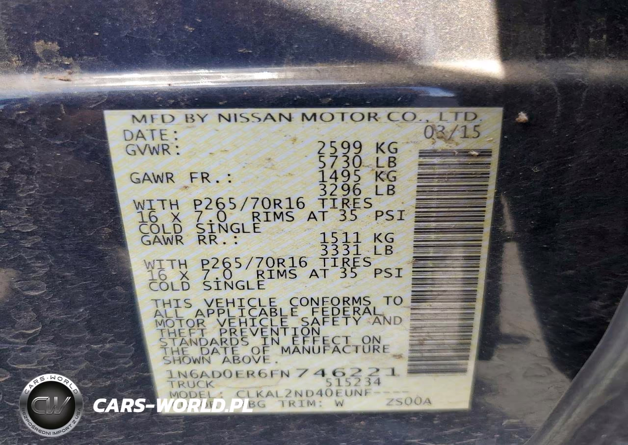 2015 Nissan Frontier S VIN:1N6AD0ER6FN746221 - 13