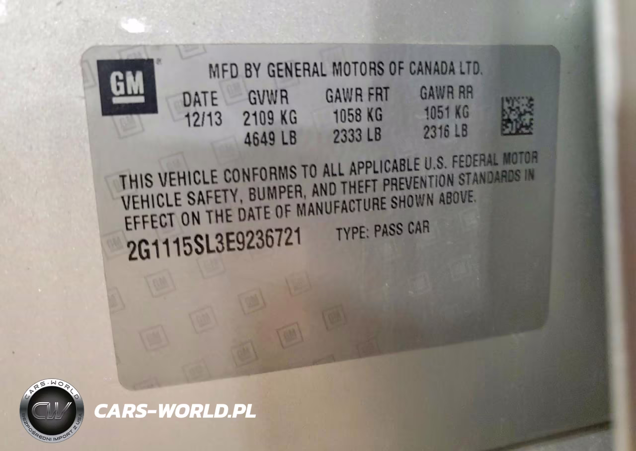 2014 Chevrolet Impala Lt VIN:2G1115SL3E9236721 - 12