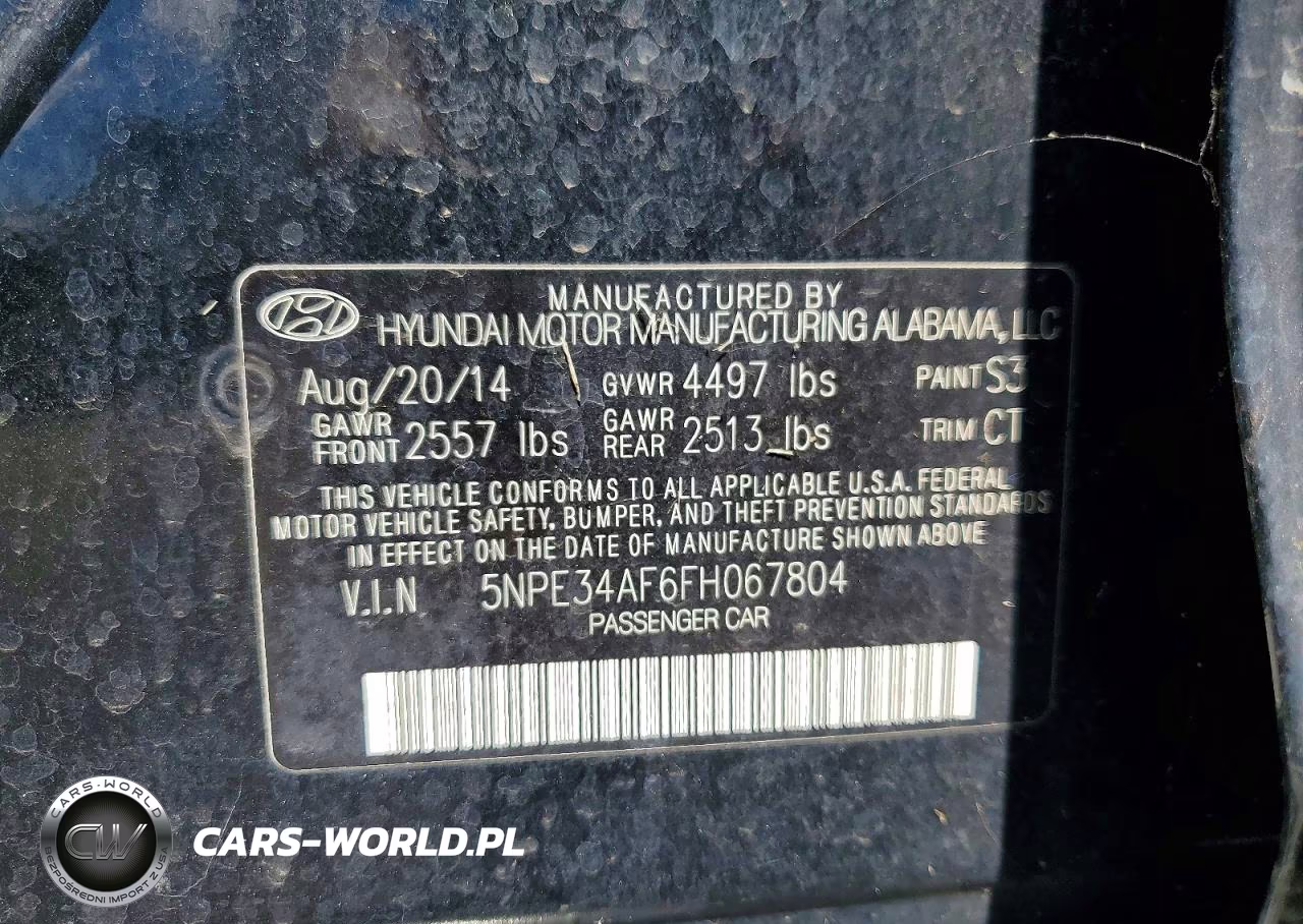 2015 Hyundai Sonata Limited VIN:5NPE34AF6FH067804 - 12