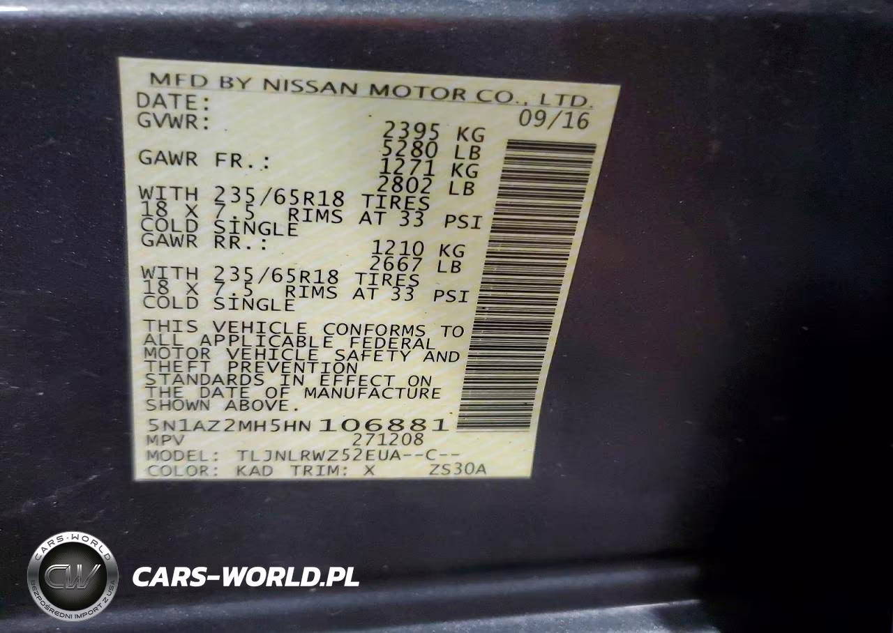 2017 Nissan Murano Sl VIN:5N1AZ2MH5HN106881 - 13