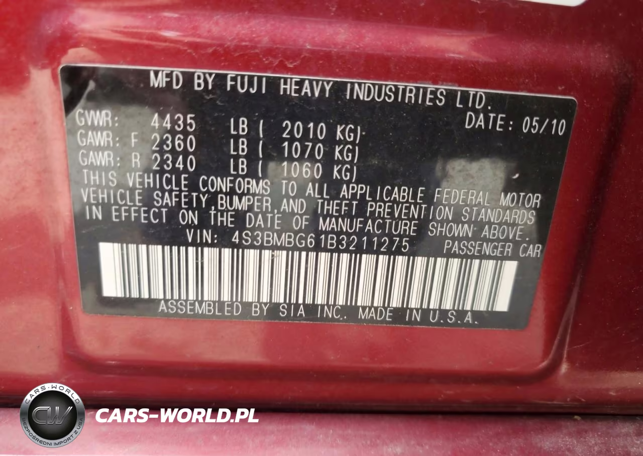 2011 Subaru Legacy 2.5I Premium VIN:4S3BMBG61B3211275 - 13