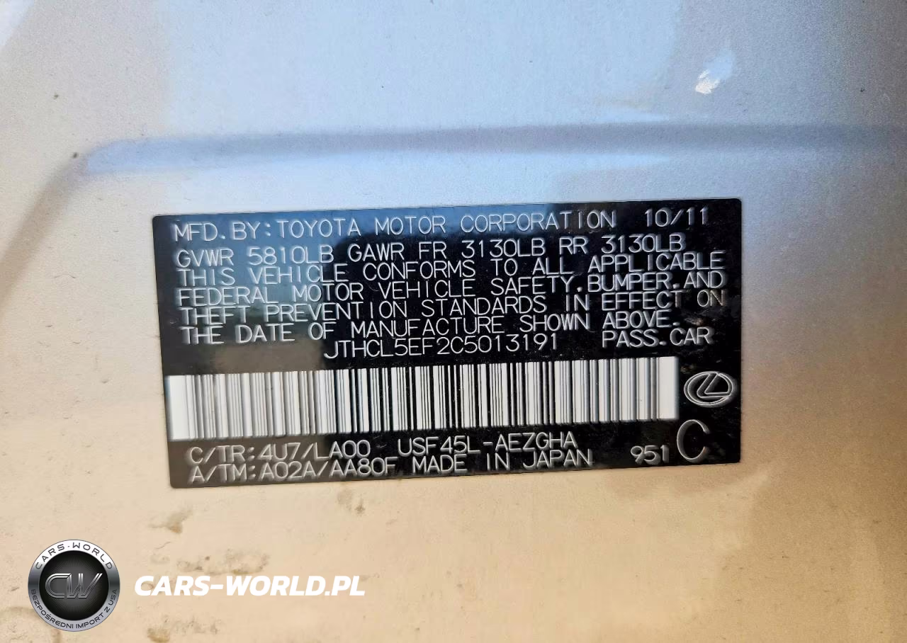 2012 Lexus Ls 460 VIN:JTHCL5EF2C5013191 - 12