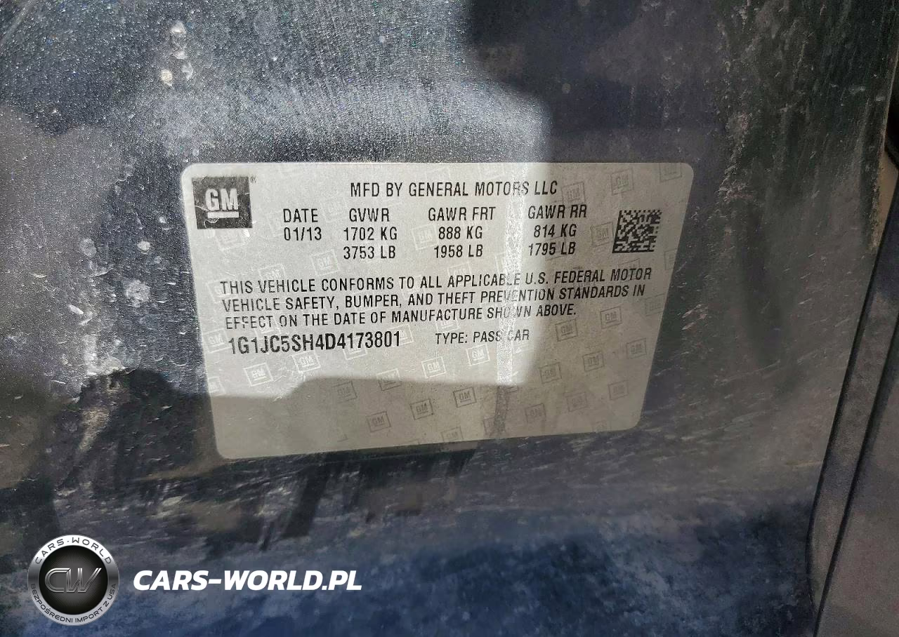 2013 Chevrolet Sonic Lt VIN:1G1JC5SH4D4173801 - 12