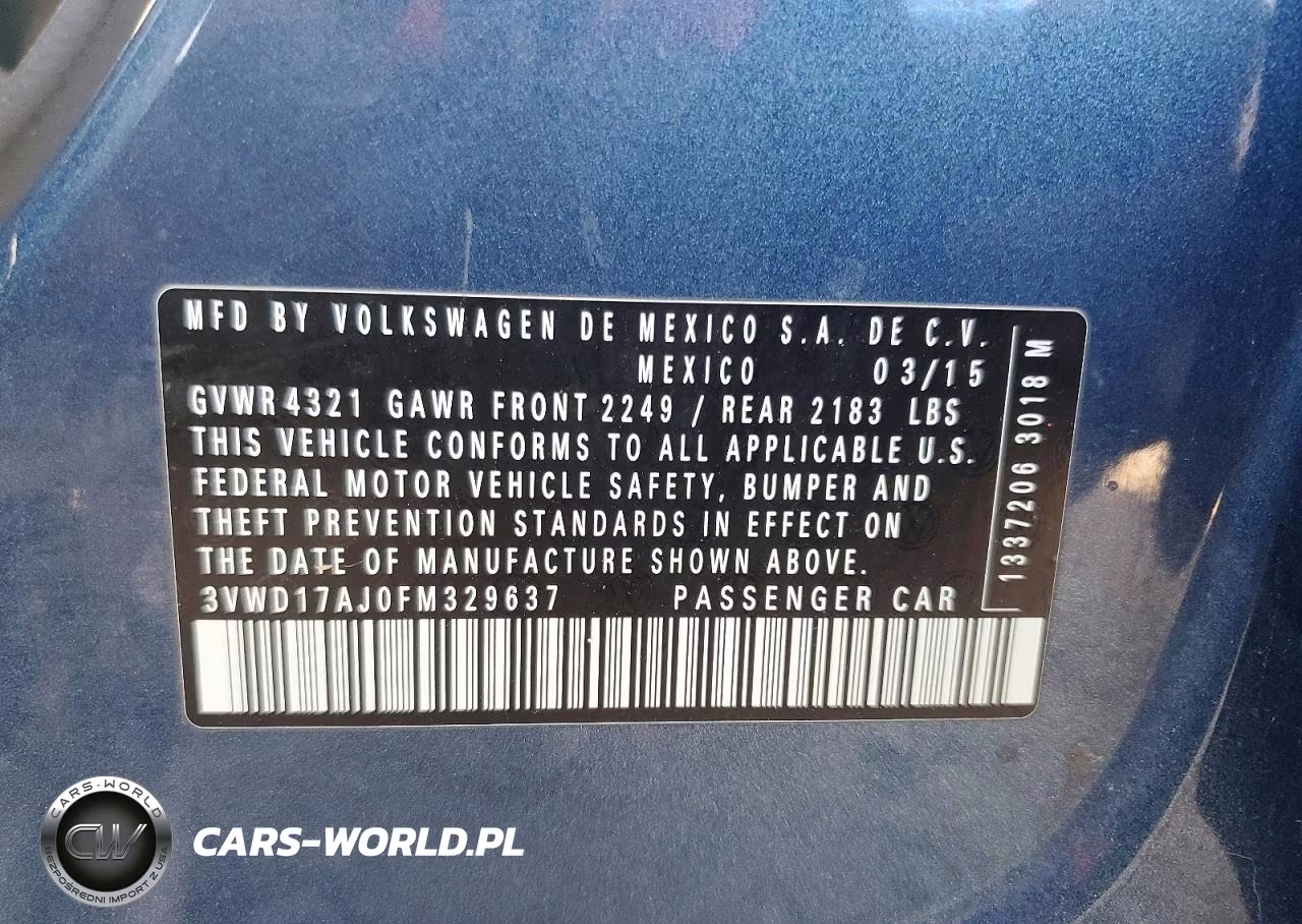 2015 Volkswagen Jetta Se VIN:3VWD17AJ0FM329637 - 13