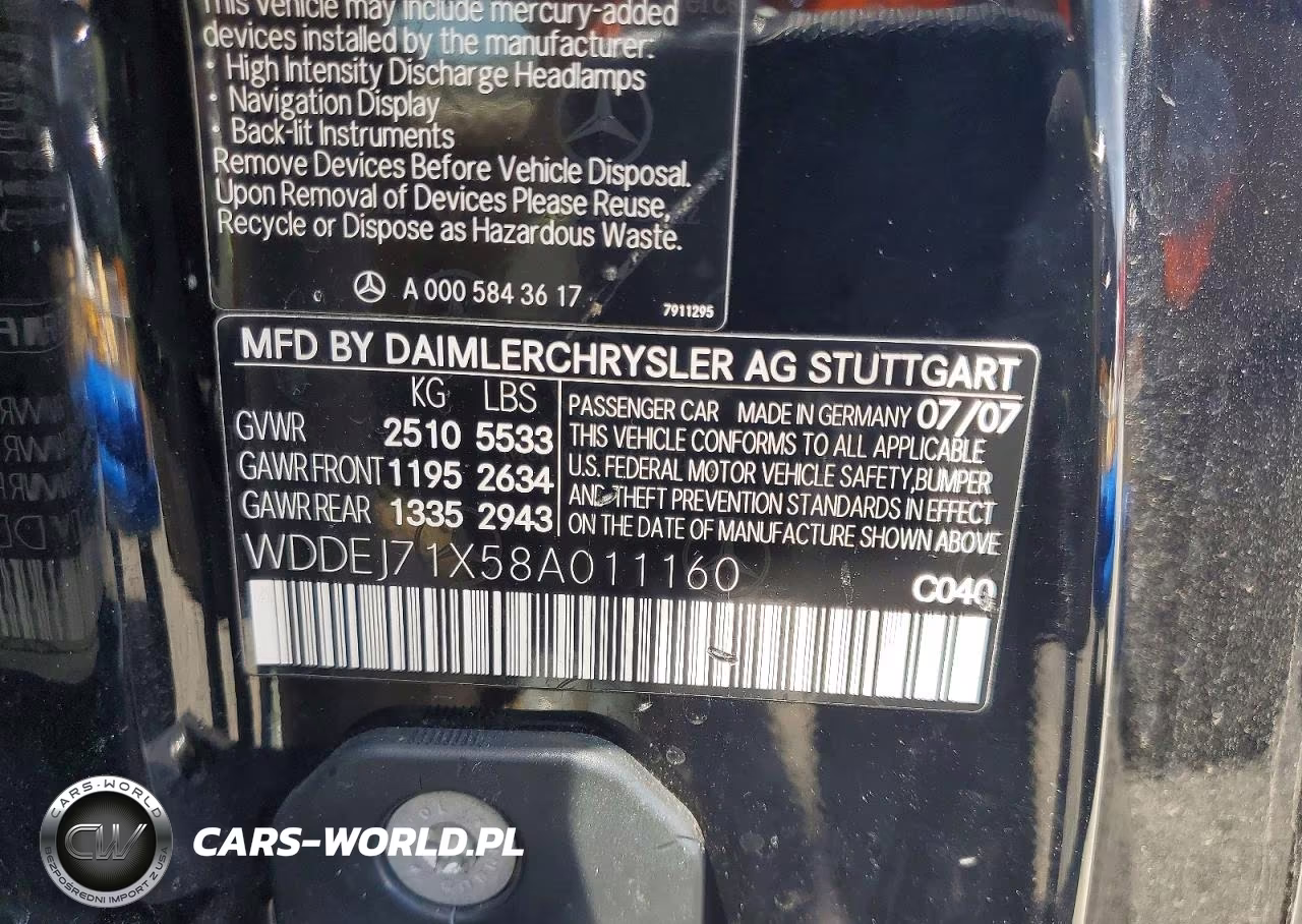 2008 Mercedes-Benz Cl 550 VIN:WDDEJ71X58A011160 - 12