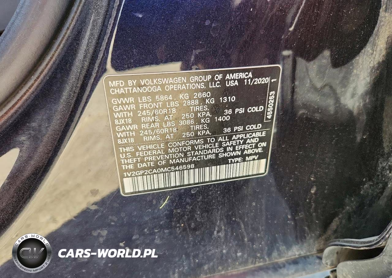 2021 Volkswagen Atlas S VIN:1V2GP2CA0MC546598 - 12