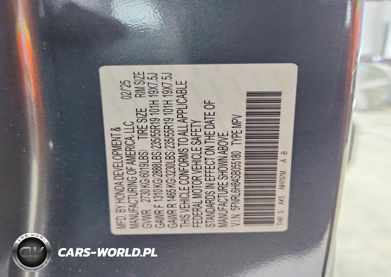 2025 Honda Odyssey Touring VIN:5FNRL6H84SB055180 - 13