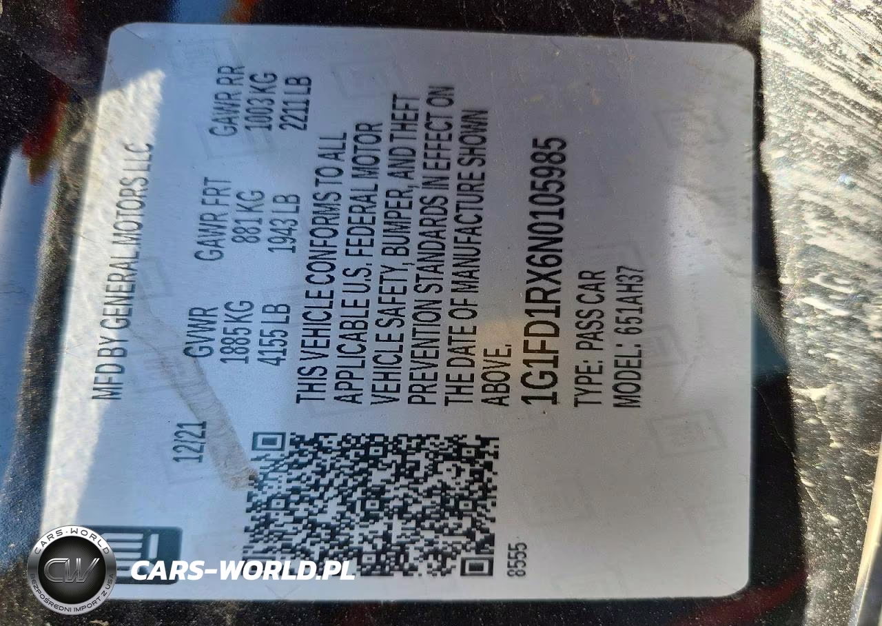2022 Chevrolet Camaro Lt VIN:1G1FD1RX6N0105985 - 13