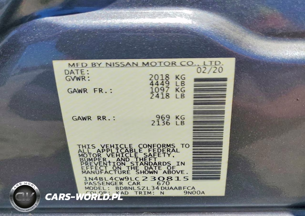 2020 Nissan Altima Sr VIN:1N4BL4CW9LC230815 - 12