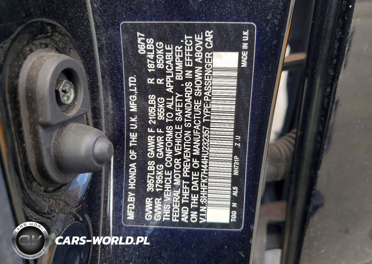 2017 Honda Civic Sport VIN:SHHFK7H44HU232357 - 12