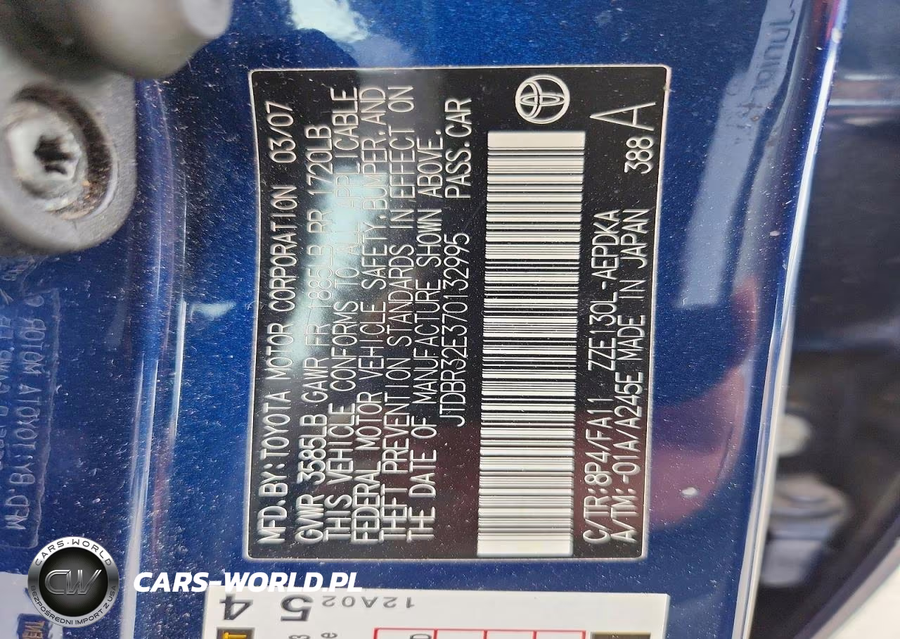 2007 Toyota Corolla Ce VIN:JTDBR32E370132995 - 12