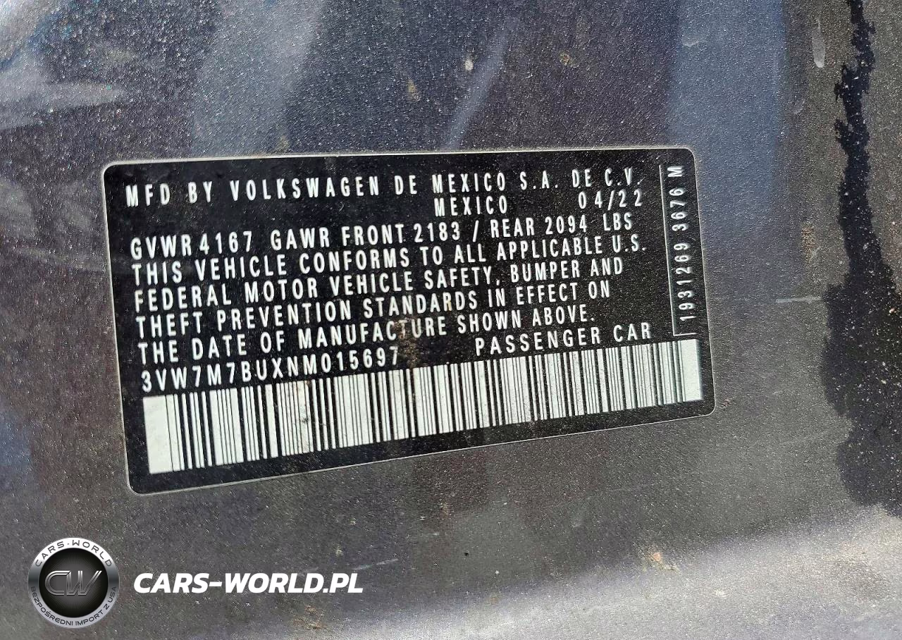 2022 Volkswagen Jetta Se VIN:3VW7M7BUXNM015697 - 12
