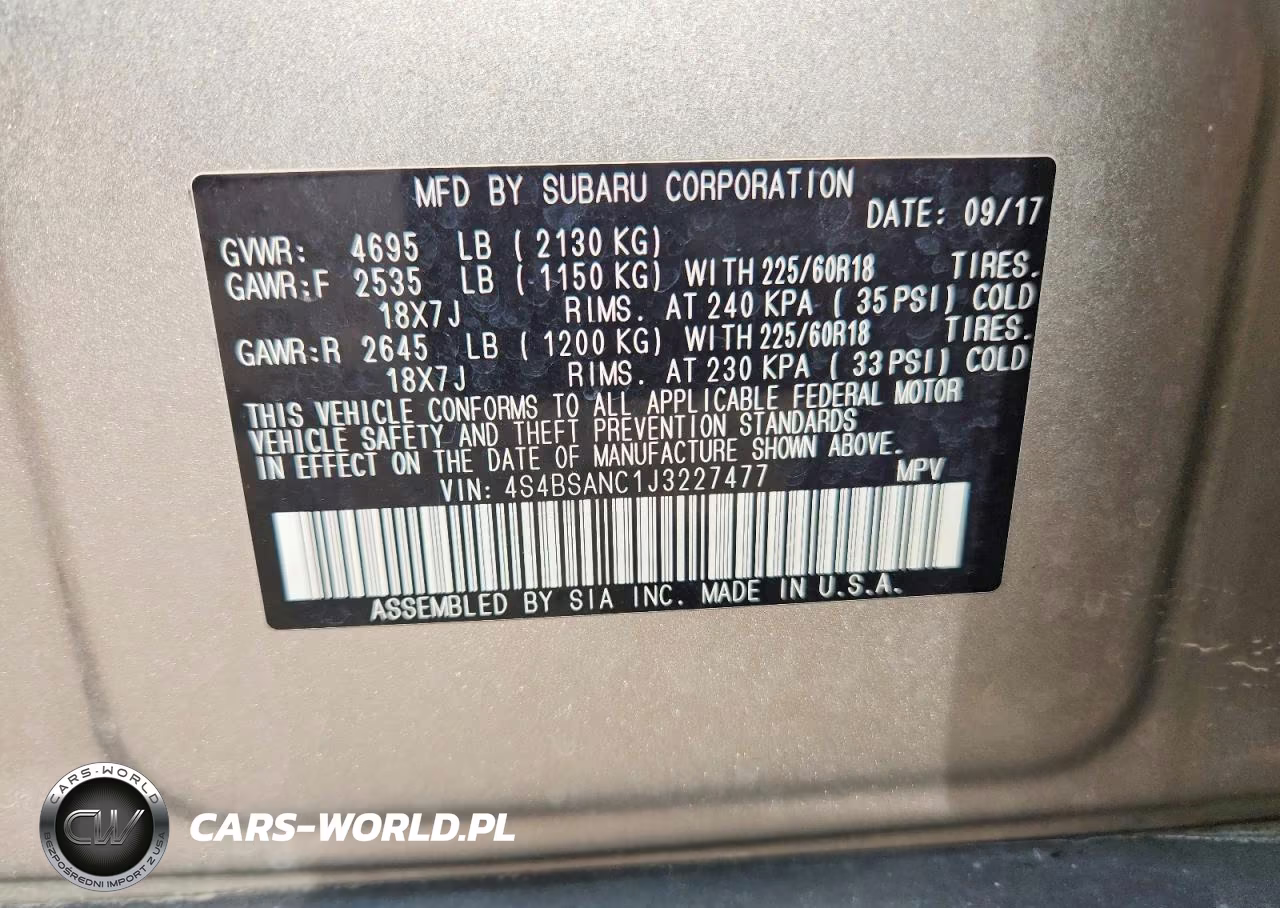 2018 Subaru Outback 2.5I Limited VIN:4S4BSANC1J3227477 - 12