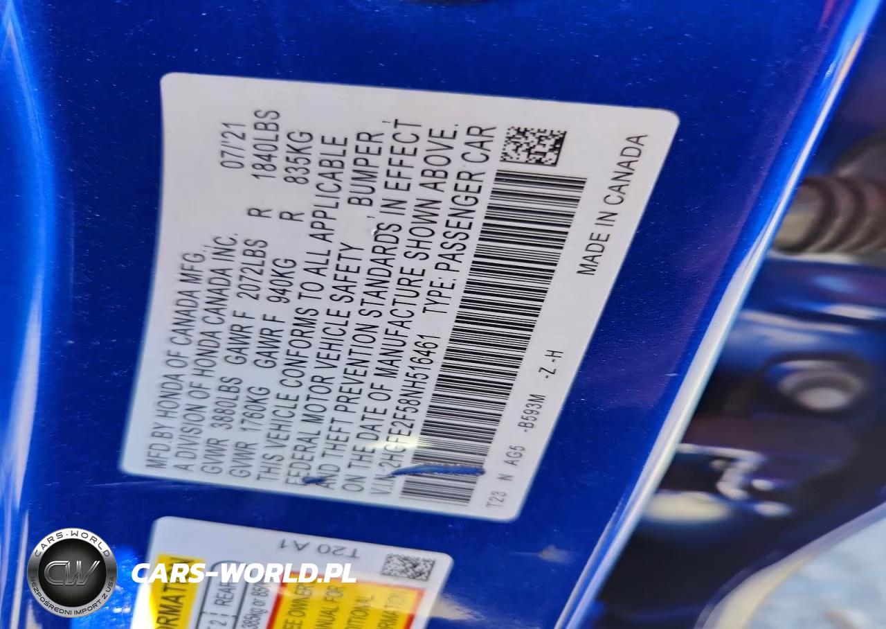 2022 Honda Civic Sport VIN:2HGFE2F58NH516461 - 12