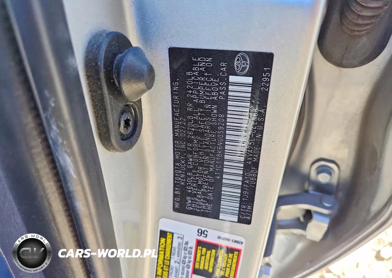 2022 Toyota Camry Le VIN:4T1C11BK6NU059208 - 12