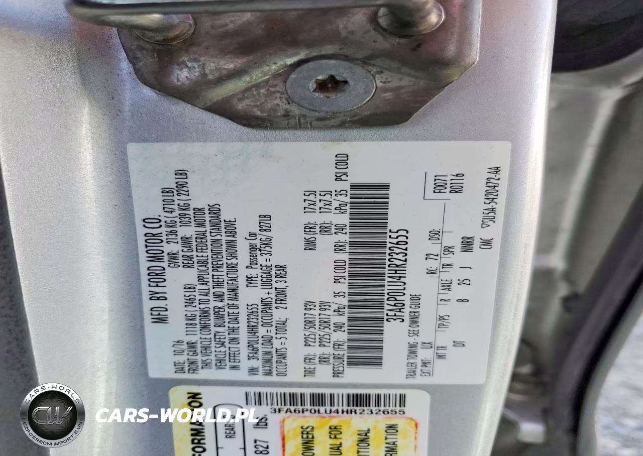 2017 Ford Fusion Se Hybrid VIN:3FA6P0LU4HR232655 - 12