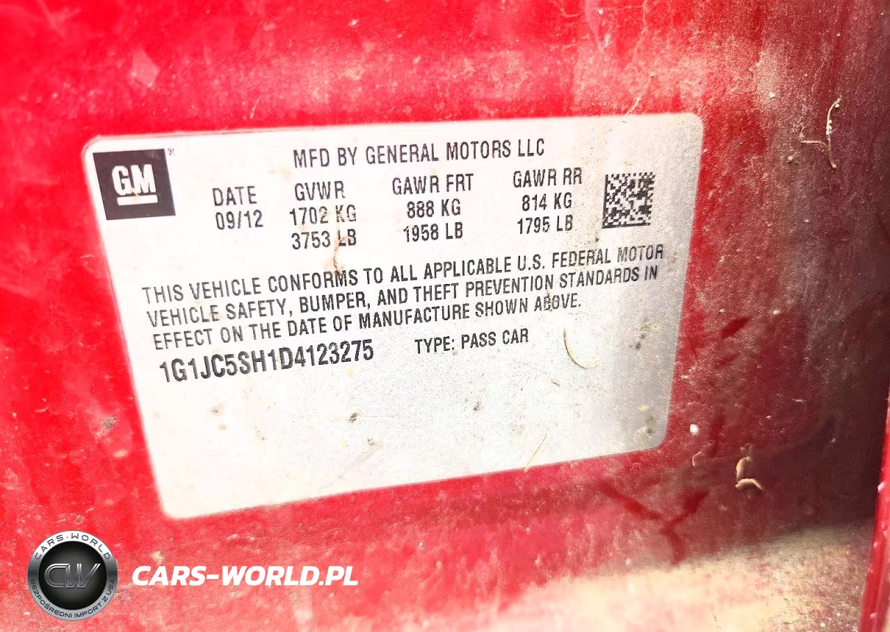 2013 Chevrolet Sonic Lt VIN:1G1JC5SH1D4123275 - 12