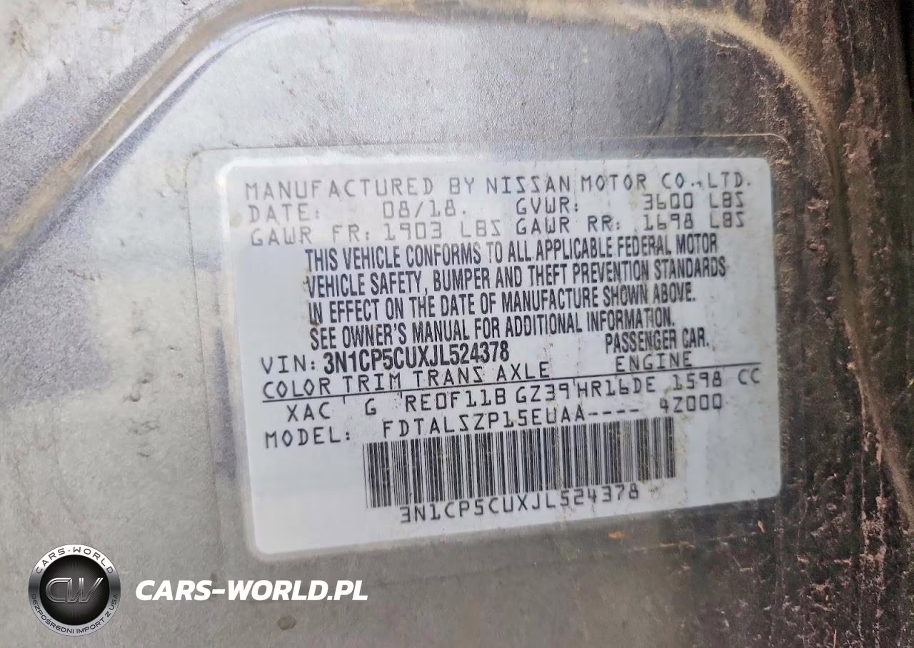 2018 Nissan Kicks Sv VIN:3N1CP5CUXJL524378 - 13