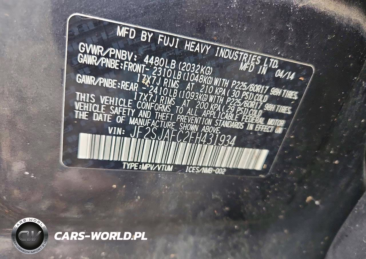 2015 Subaru Forester 2.5I Premium VIN:JF2SJAFC2FH431934 - 13