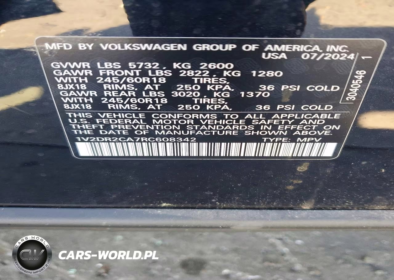 2024 Volkswagen Atlas Se VIN:1V2DR2CA7RC608342 - 13