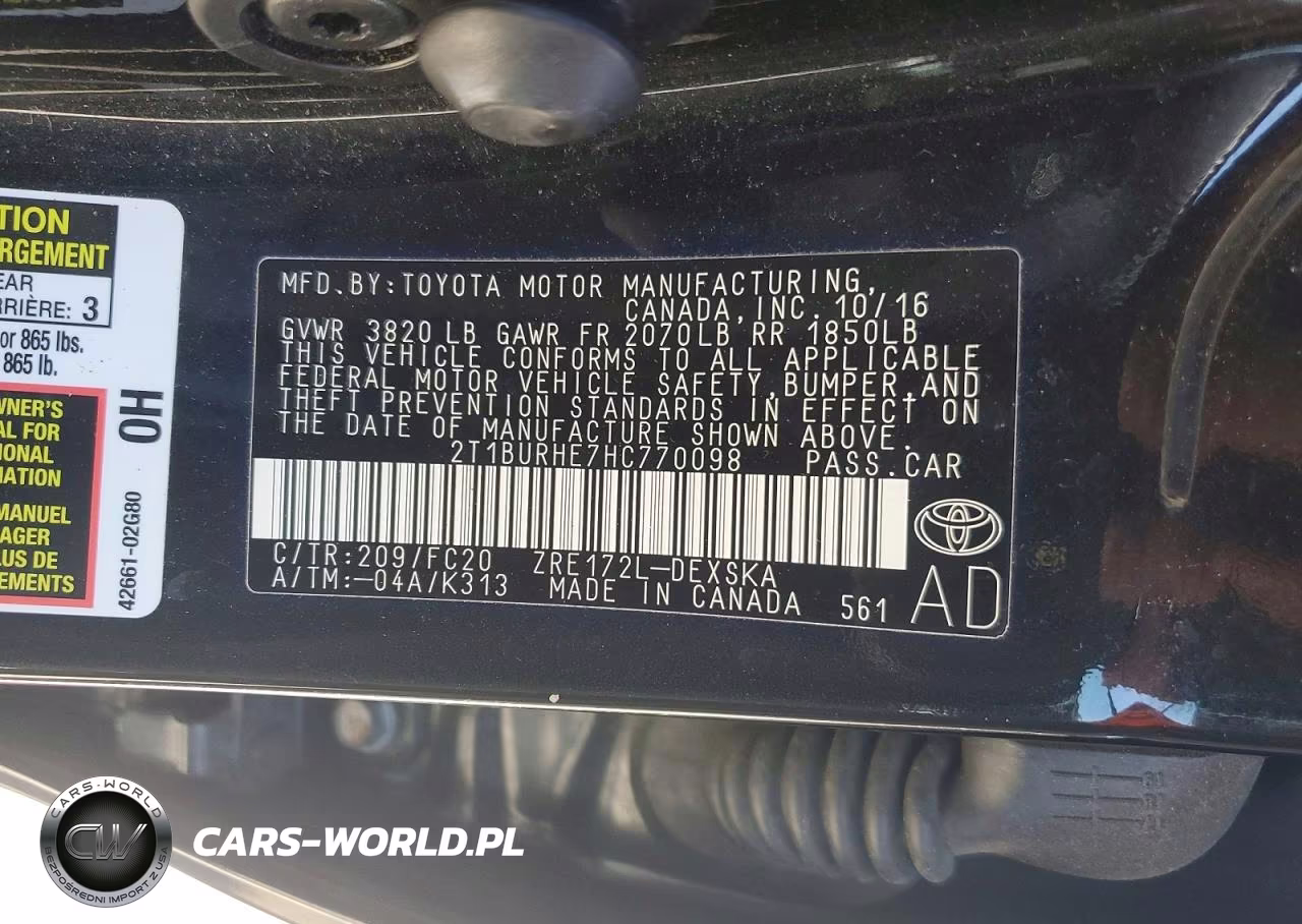 2017 Toyota Corolla Se VIN:2T1BURHE7HC770098 - 12