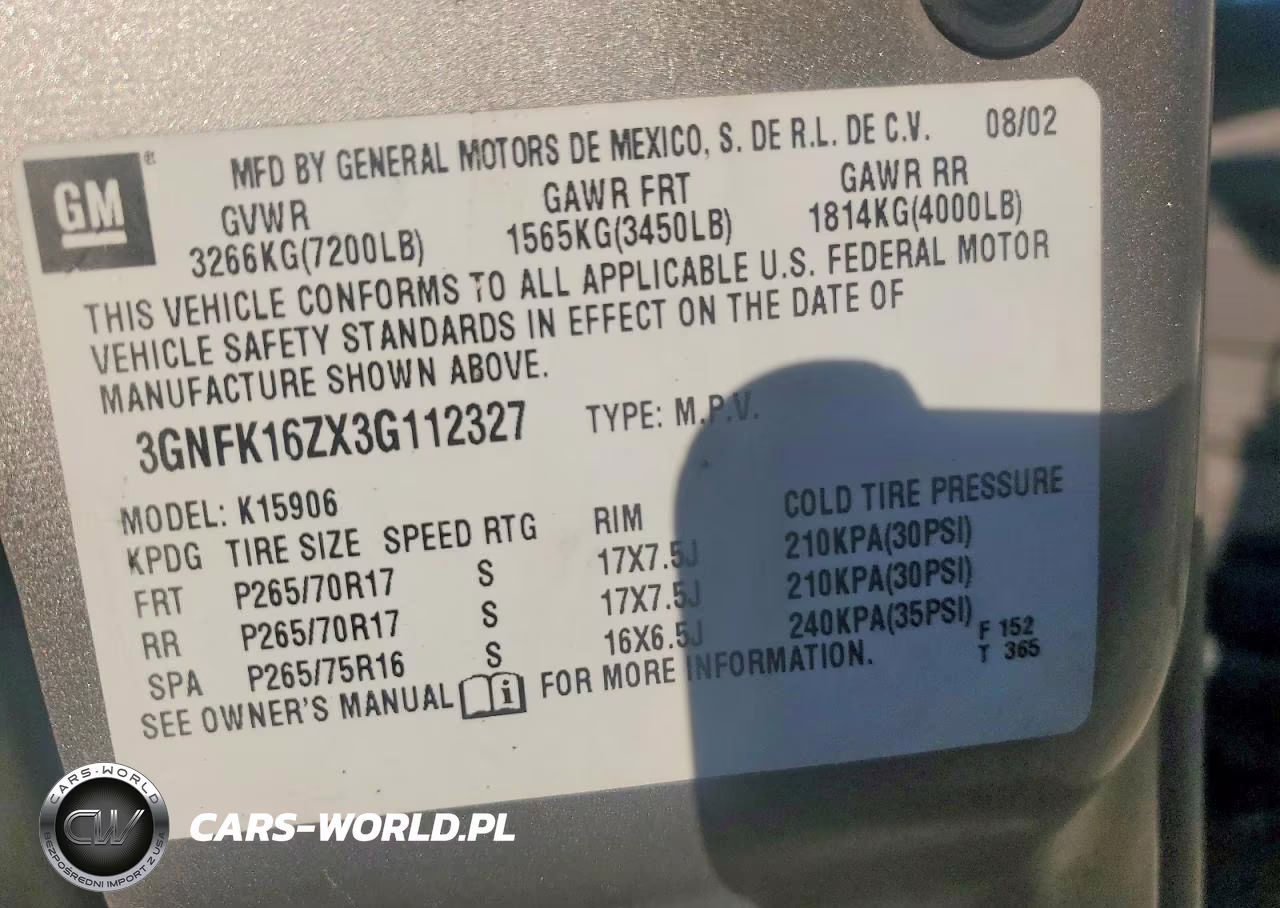 2003 Chevrolet Suburban K1500 VIN:3GNFK16ZX3G112327 - 14