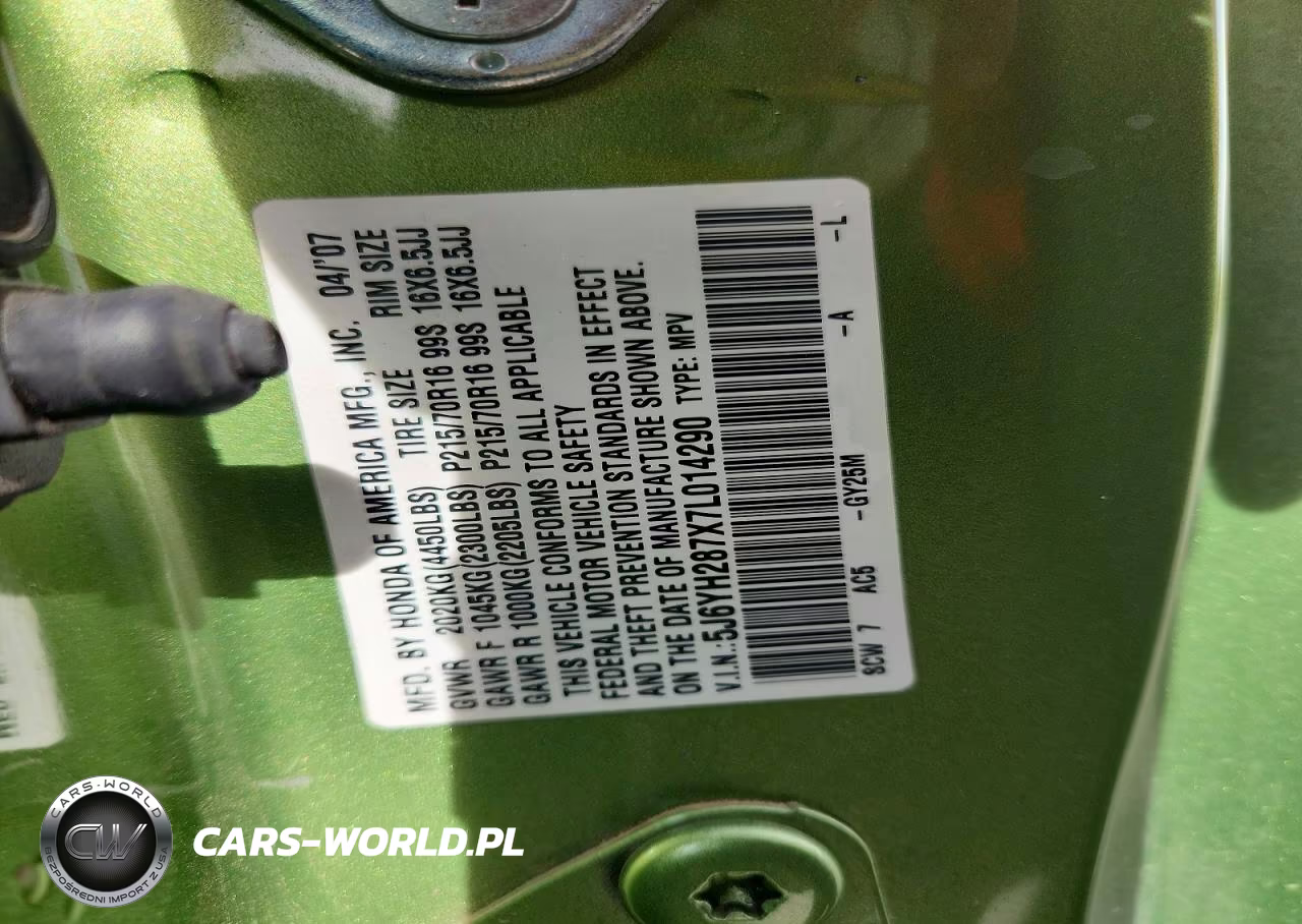 2007 Honda Element Ex VIN:5J6YH287X7L014290 - 12