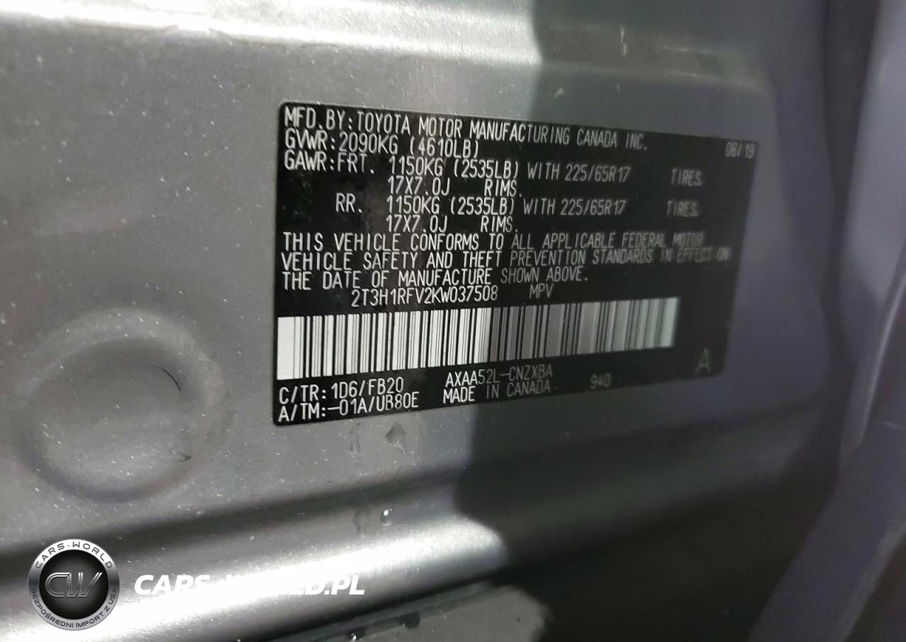 2019 Toyota Rav4 Le VIN:2T3H1RFV2KW037508 - 13