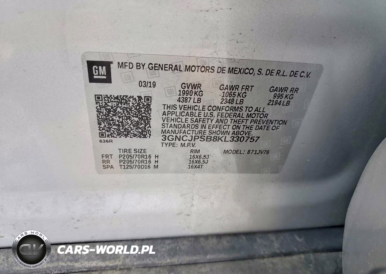 2019 Chevrolet Trax 1Lt VIN:3GNCJPSB8KL330757 - 14