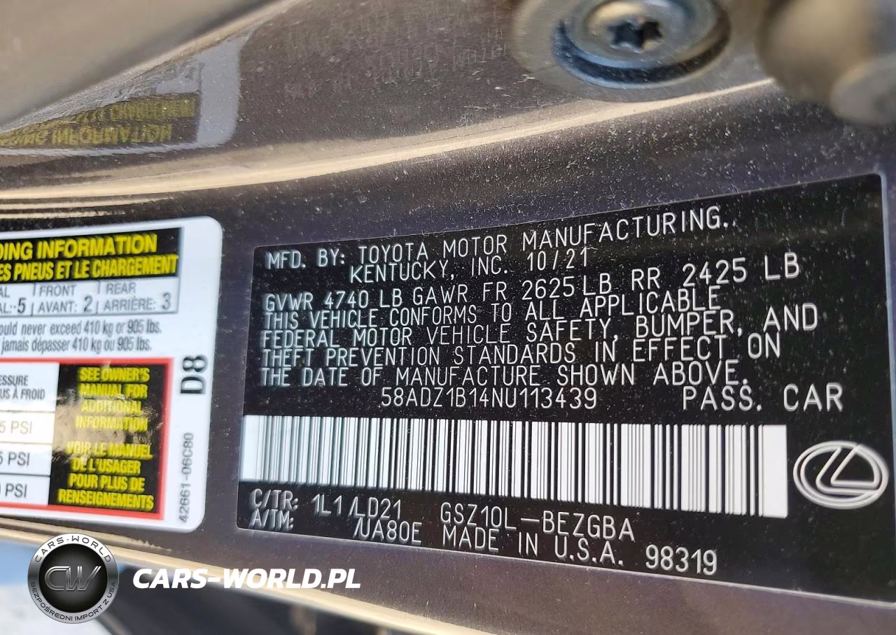 2022 Lexus Es 350 Base VIN:58ADZ1B14NU113439 - 13