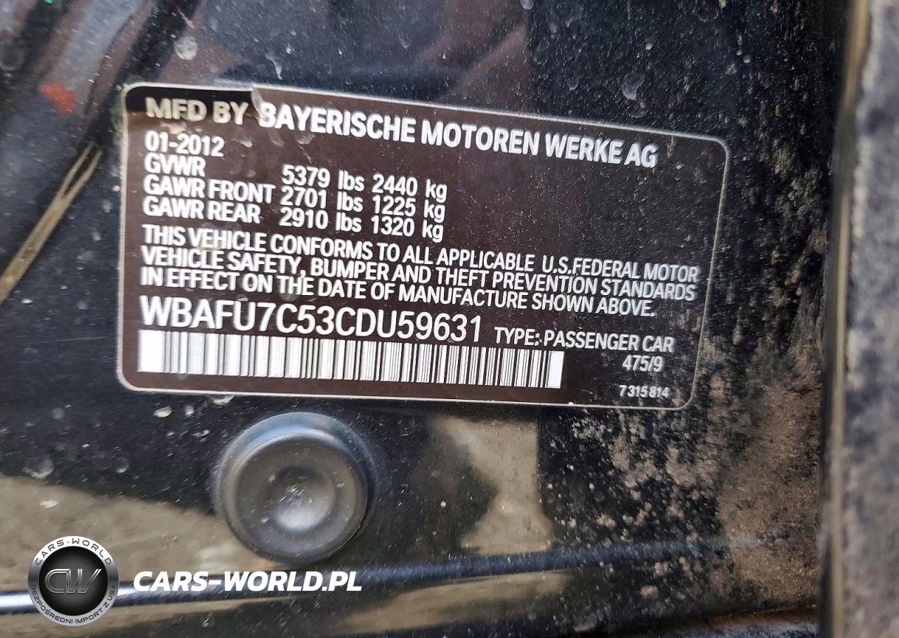 2012 BMW 535 Xi VIN:WBAFU7C53CDU59631 - 12