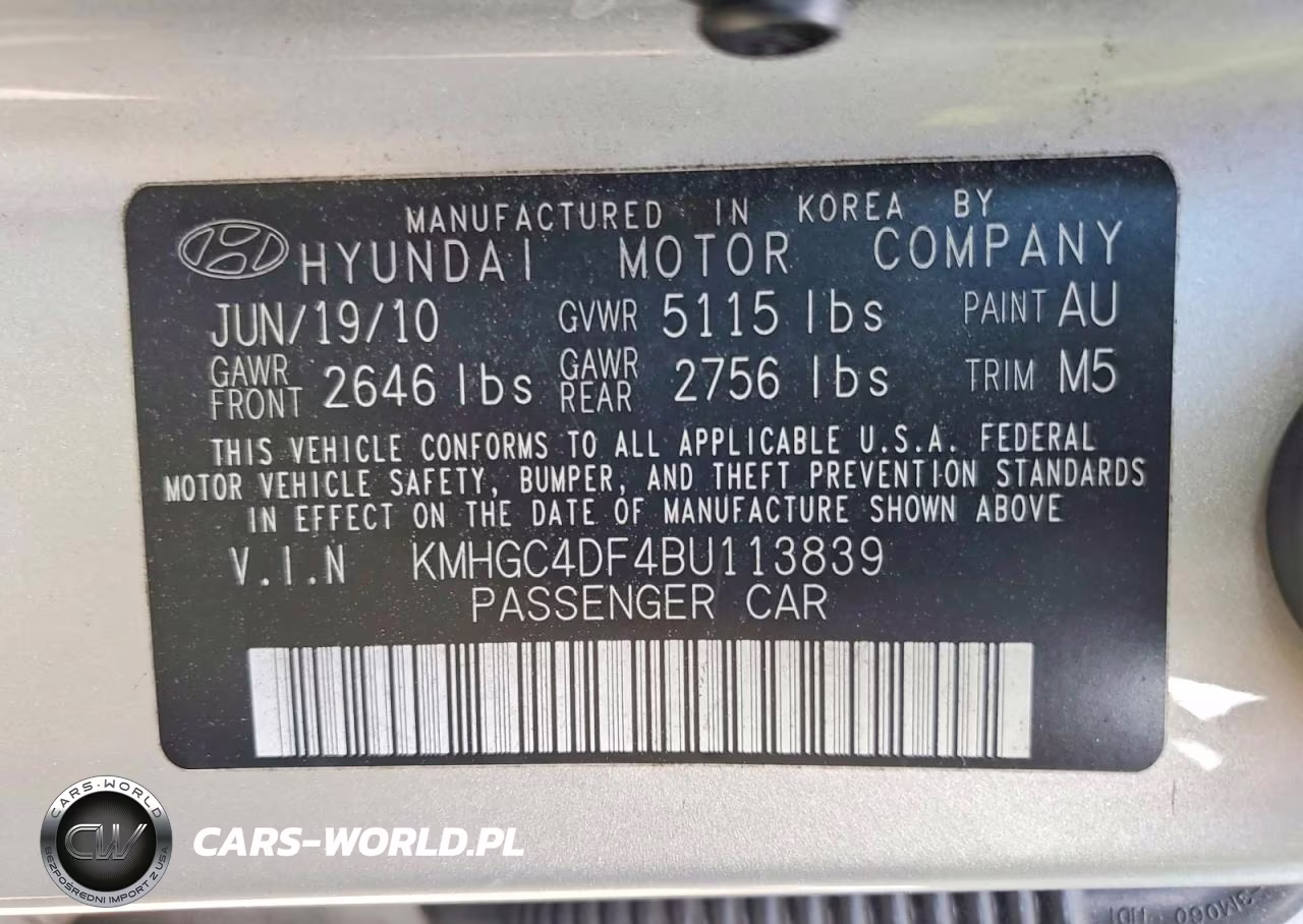 2011 Hyundai Genesis 4.6L VIN:KMHGC4DF4BU113839 - 13