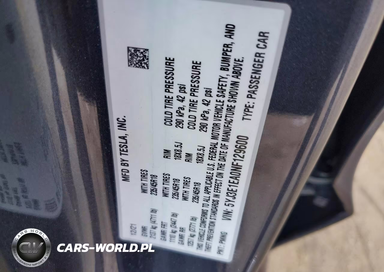 2022 Tesla Model 3 VIN:5YJ3E1EA0NF129600 - 13