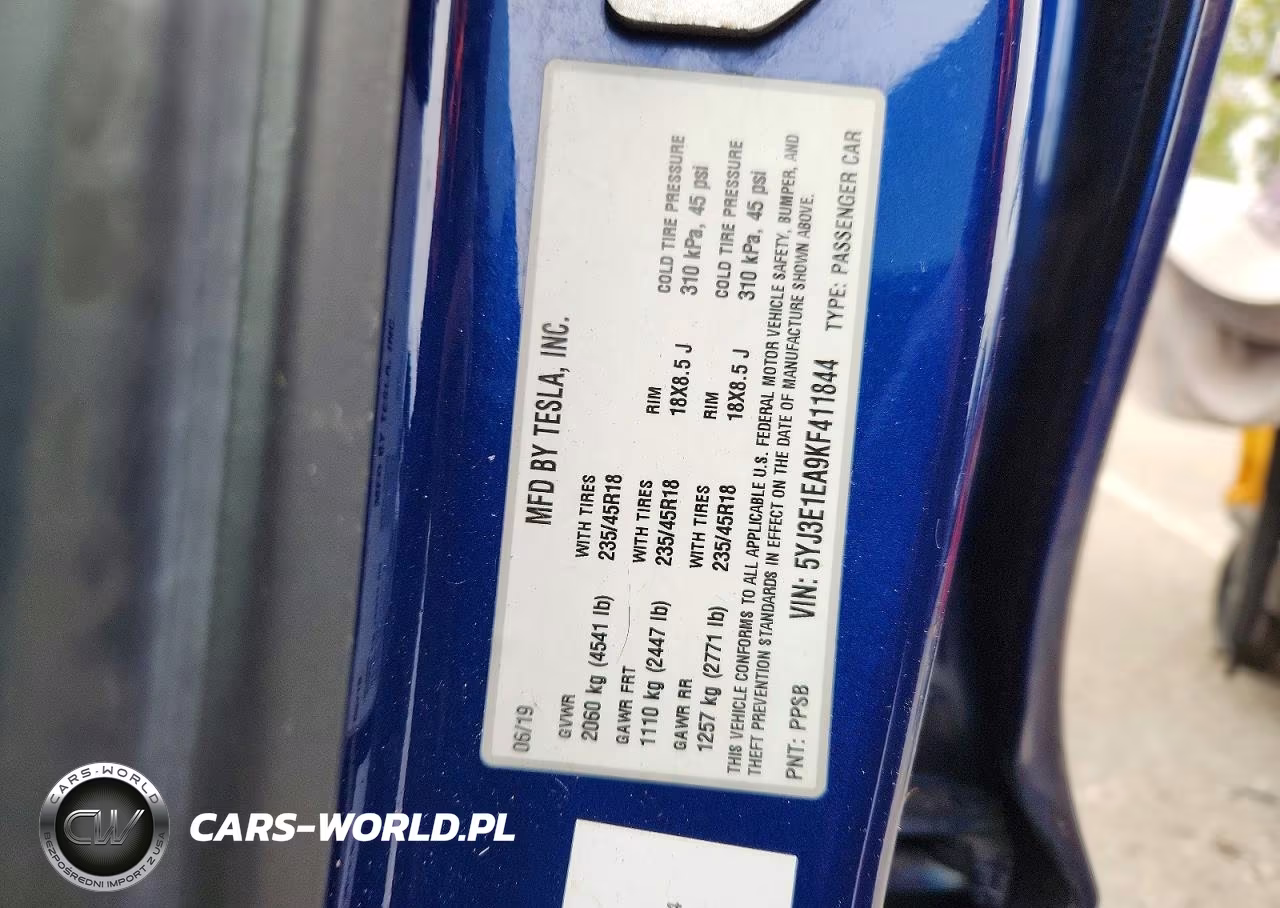 2019 Tesla 3 VIN:5YJ3E1EA9KF411844 - 12