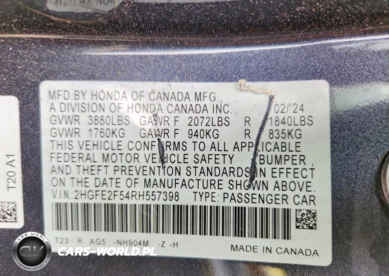 2024 Honda Civic Sport VIN:2HGFE2F54RH557398 - 12