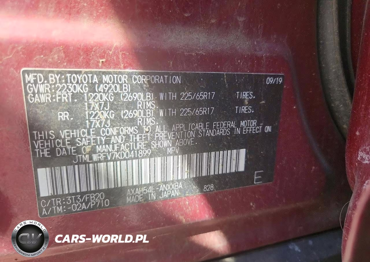 2019 Toyota Rav4 Le VIN:JTMLWRFV7KD041899 - 13