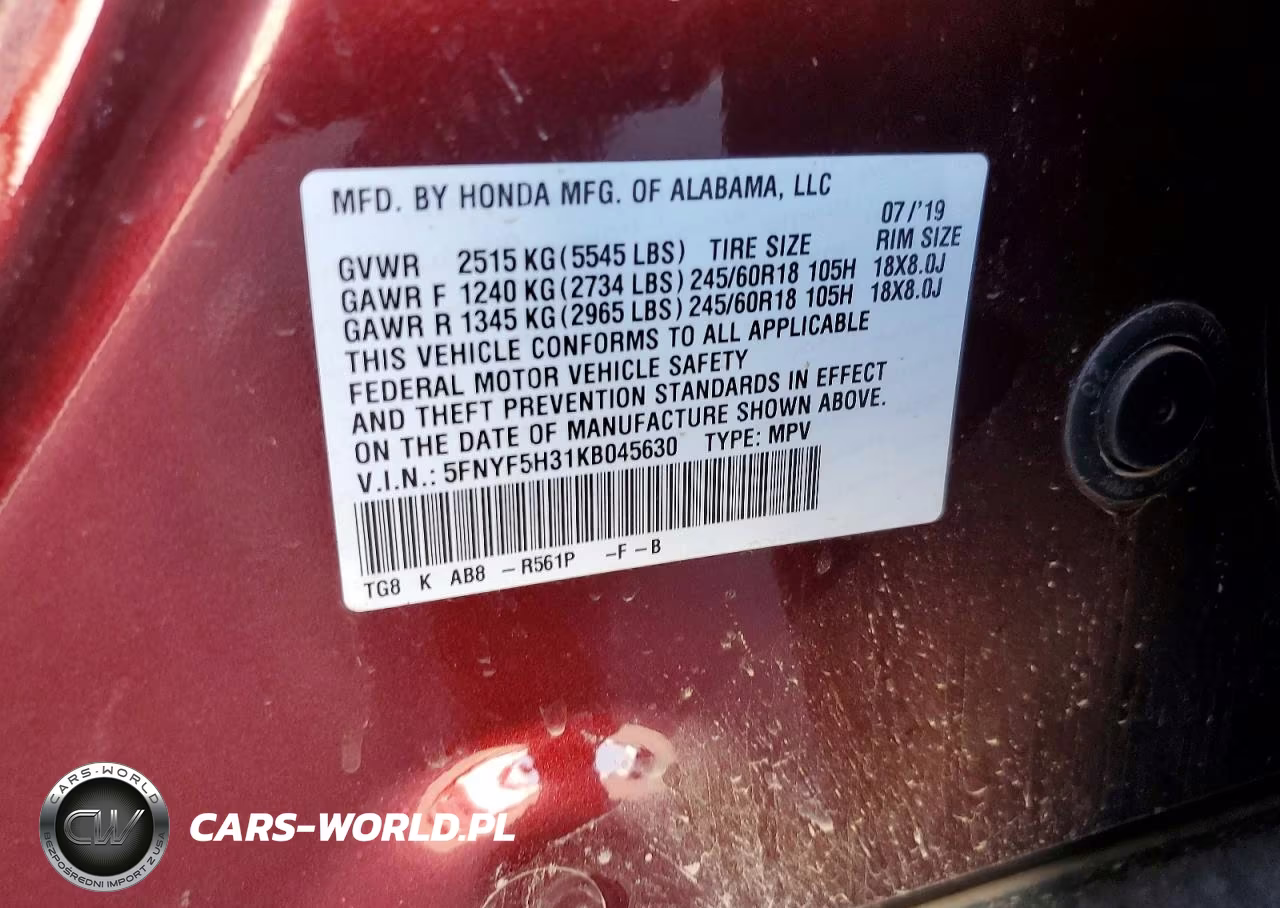 2019 Honda Pilot Ex VIN:5FNYF5H31KB045630 - 13