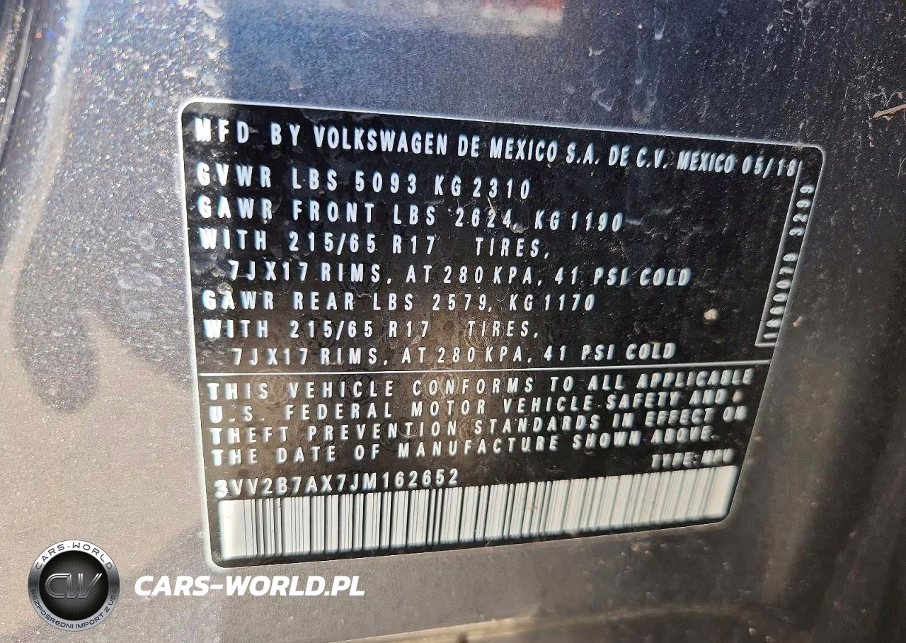 2018 Volkswagen Tiguan Se VIN:3VV2B7AX7JM162652 - 13
