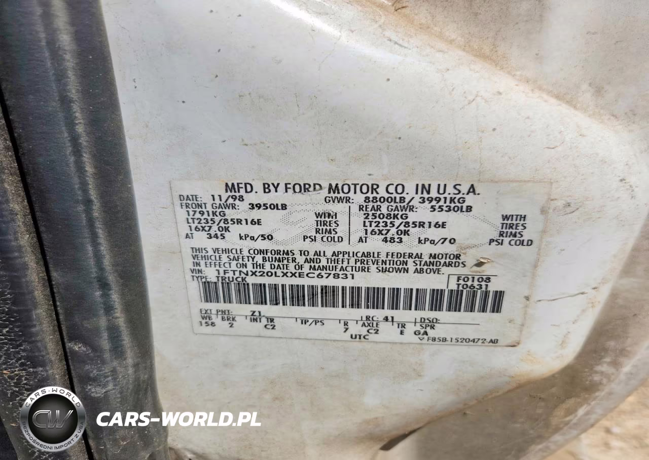 1999 Ford F250 Super Duty VIN:1FTNX20LXXEC67831 - 10