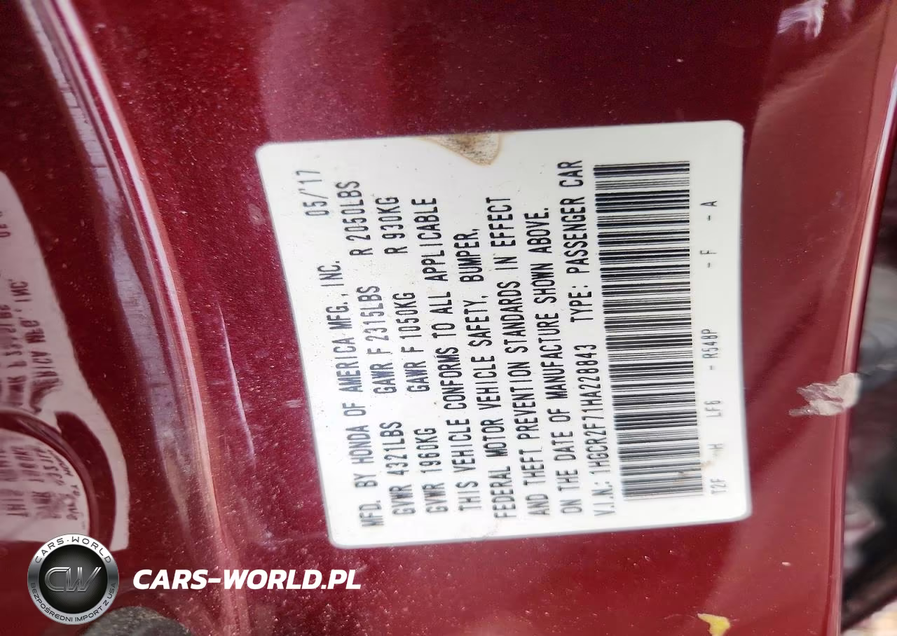 2017 Honda Accord Ex VIN:1HGCR2F71HA228843 - 13