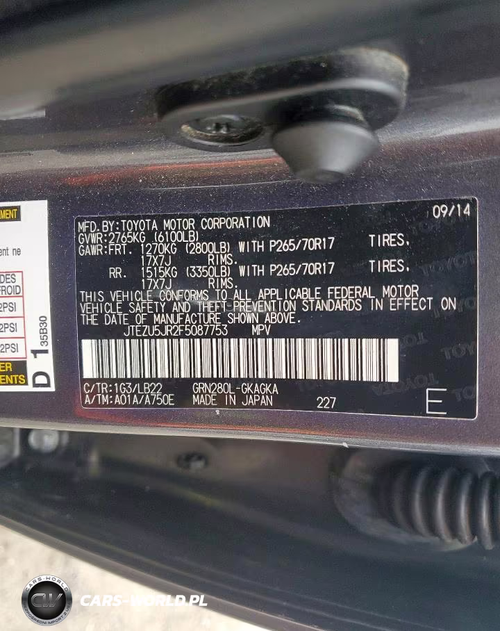 2015 Toyota 4Runner Sr5 Premium VIN:JTEZU5JR2F5087753 - 14