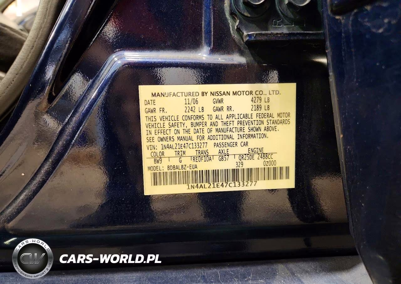2007 Nissan Altima 2.5 VIN:1N4AL21E47C133277 - 13