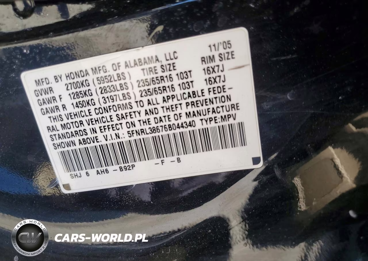 2006 Honda Odyssey Exl VIN:5FNRL38676B044340 - 13