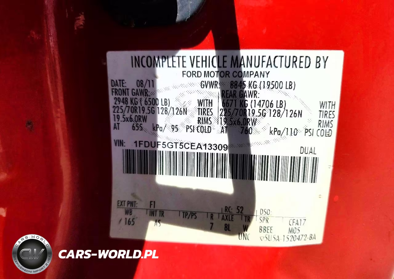 2012 Ford F550 Super Duty VIN:1FDUF5GT5CEA13309 - 12