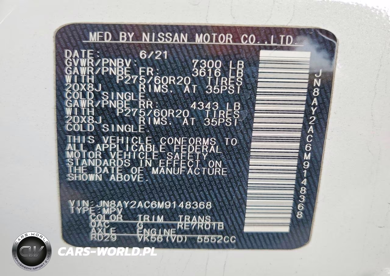 2021 Nissan Armada Sv VIN:JN8AY2AC6M9148368 - 13