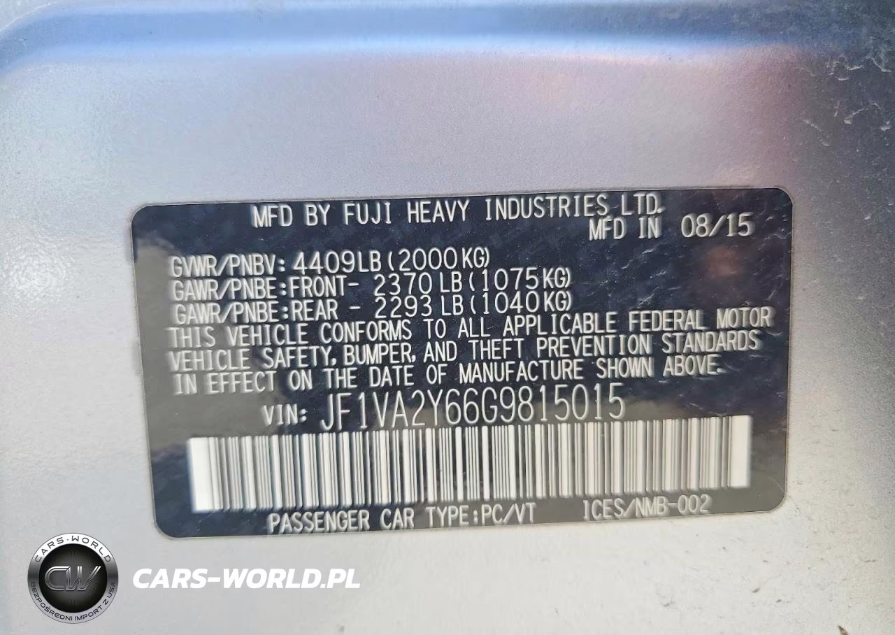 2016 Subaru Wrx Sti Limited VIN:JF1VA2Y66G9815015 - 12