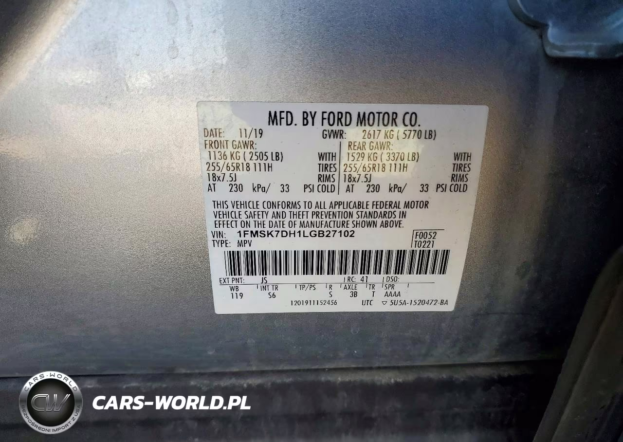 2020 Ford Explorer Xlt VIN:1FMSK7DH1LGB27102 - 12